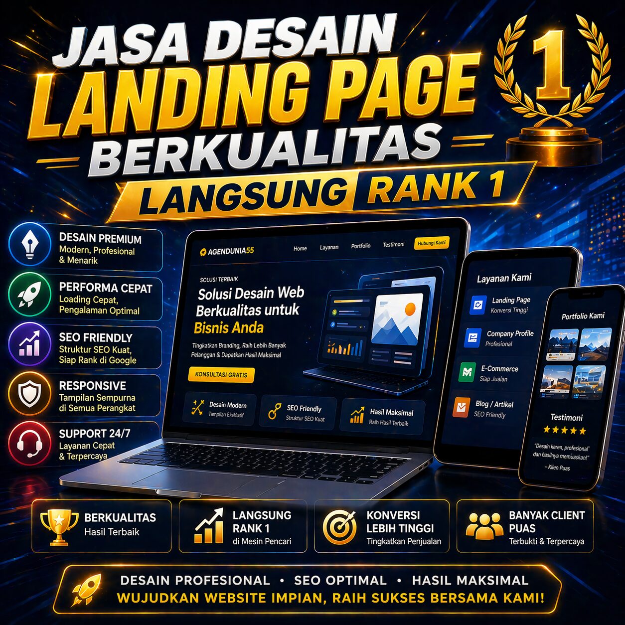 Landing Page Tenang untuk Menjelaskan Cara Anda Menyertai Klien setelah Halaman Resmi Tayang